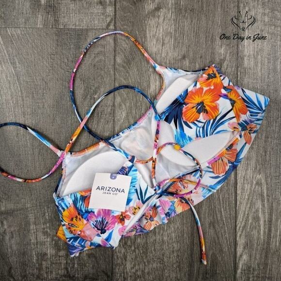 Arizona Jean Co. Juniors Floral Bikini Top Size L - Picture 2 of 2